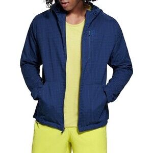 BASS OUTDOORS Blue Check Lightweight Windbreaker Hooded Jacket NEW LARGE